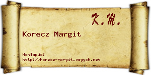 Korecz Margit névjegykártya